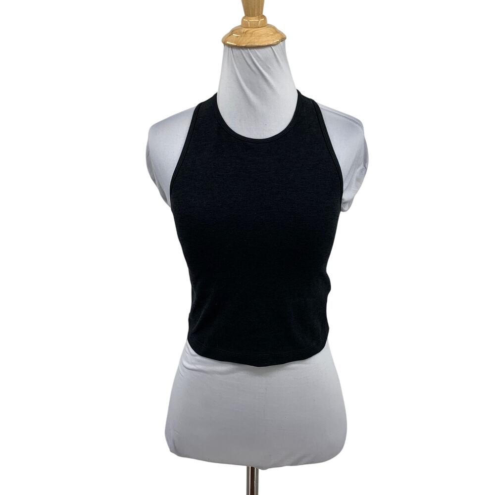 Vuori Tank Top Womens S Small Black Elevation Plyo Crop high Neck Built In Bra